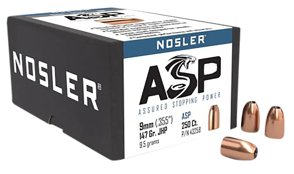 Nosler Assured Stopping Power 9mm 147gr Jacketed Hollow Point Reloading Bullets 250/Box 43258