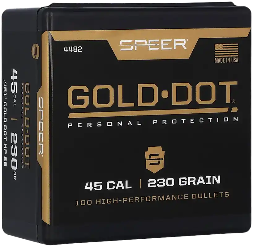 Speer Gold Dot Short Barrel .451 230gr Hollow Point Handgun Bullets, 100 Count Box 4482