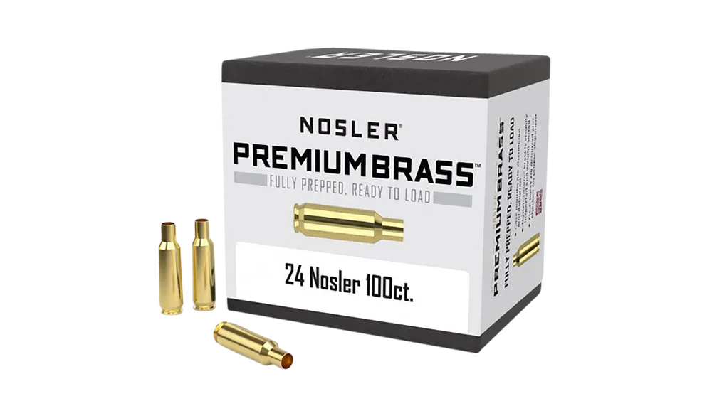 Nosler Premium Brass Unprimed Rifle Cartridge Cases 24 Nosler 100 Count Box 10085