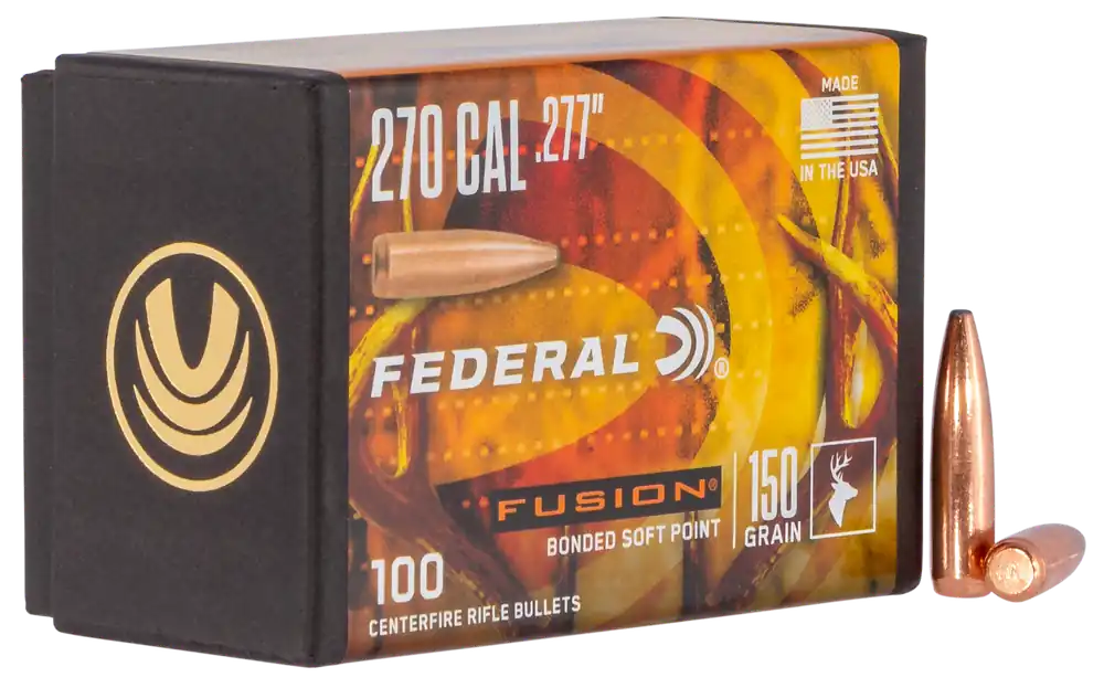 Federal Fusion Component .277 150 Grain Bonded Soft Point Rifle Bullets, 100 Count FB277F4