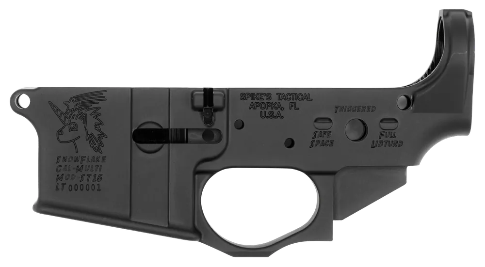Spikes Snowflake Stripped AR-15 Lower Receiver, 7075-T6 Forged Hardcoat Anodized Black STLS030