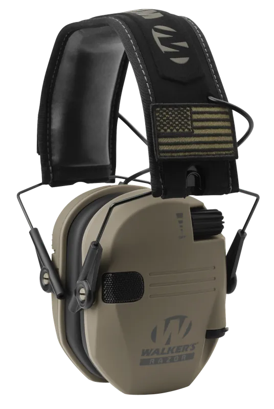 Walkers Game Ear Razor Patriot Slim Electronic Earmuffs NRR 23dB Flat Dark Earth/Black GWPRSEMPAT