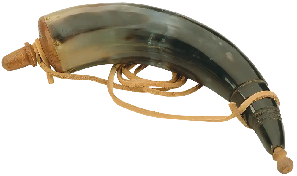 Traditions Authentic Powder Horn with Leather Sling and Wood Cap/Stopper for Muzzleloaders A1252