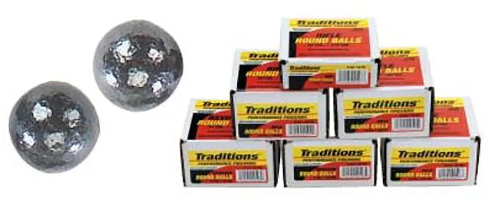 Traditions .50 Cal Rifle Round Balls, Pure Lead Precision Swaged 177 gr (100/Box) A1644