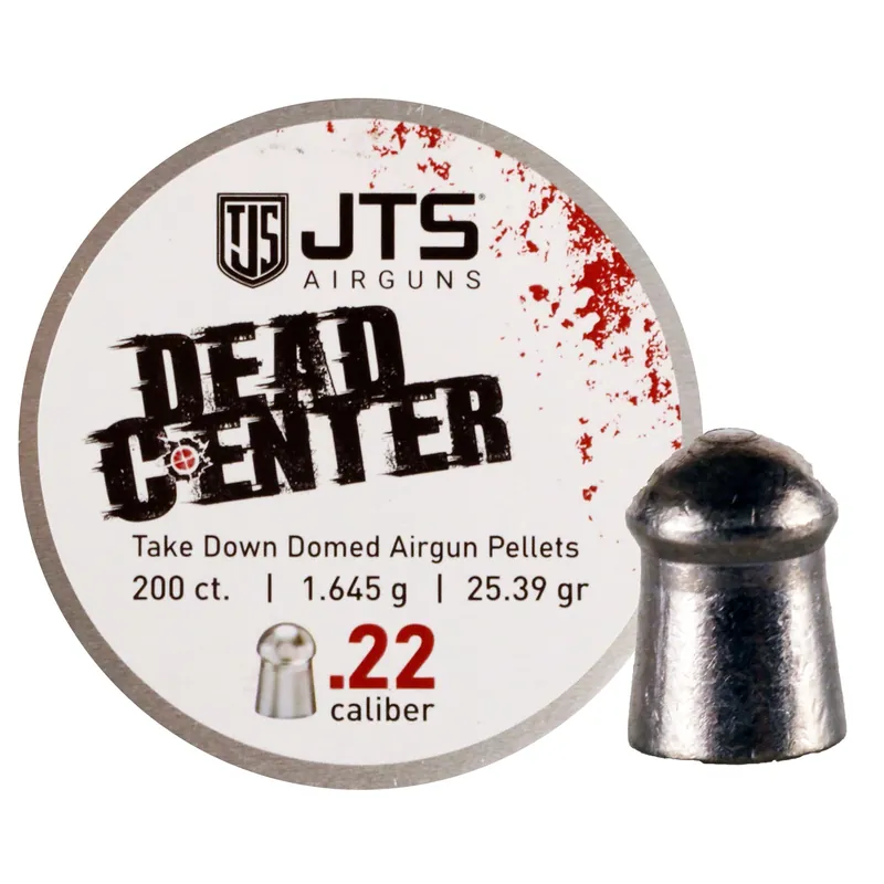 JTS Group Dead Center .22 Caliber Domed Airgun Pellets 25.39 Grain 200 Count Tin JAC113