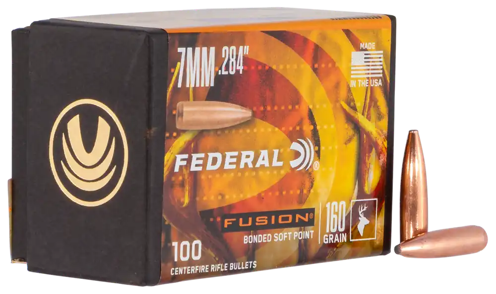 Federal Fusion Component 7mm (.284) 160 Grain Bonded Soft Point Reloading Bullets, FB284F3