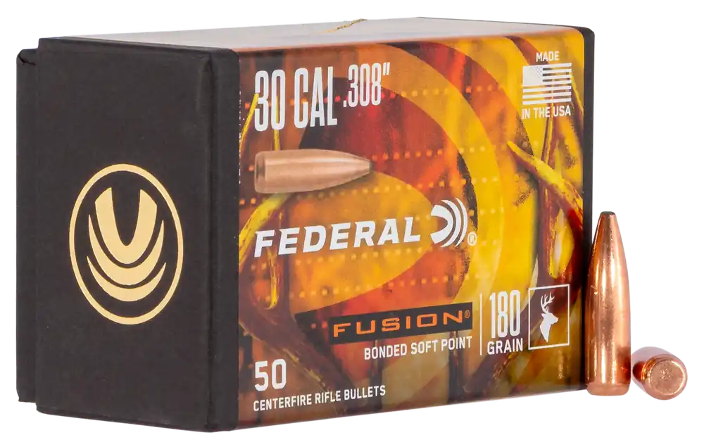 Federal Fusion Component .308 180 Grain Bonded Soft Point Reloading Bullets, 50ct FB308F4