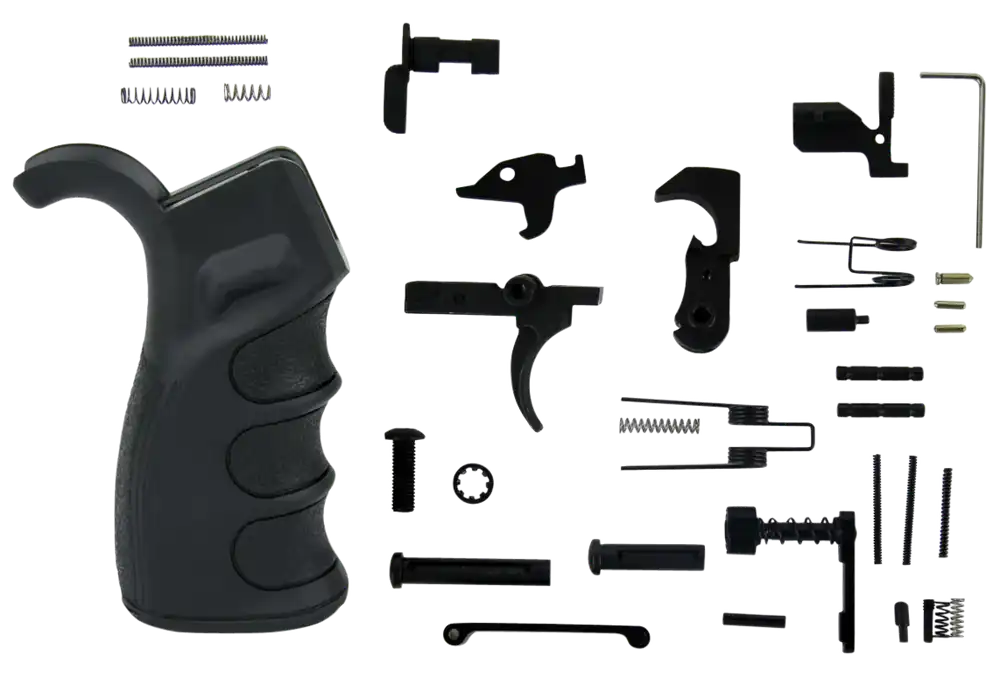 TacFire AR-15 Lower Parts Kit w/ PGAR-B-USA Pistol Grip, Black, LPK02USAB