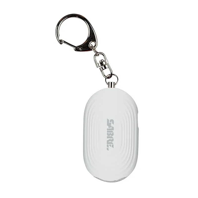 Sabre 2-in-1 Personal Alarm Keychain with LED Light & Snap Hook, 130 dB, White PA-LEDWH-02