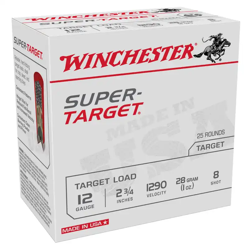 Winchester Super-Target 12 Gauge 2-3/4in 8 Lead Shot 1oz 1290 FPS Shotshells TRGT12908