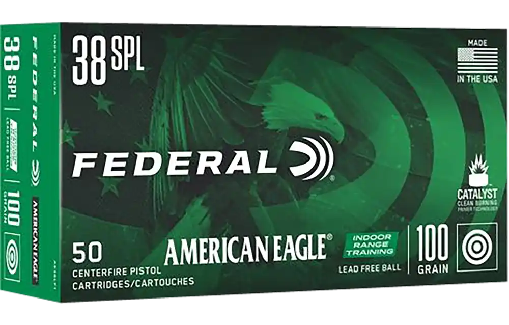 Federal American Eagle Indoor Range Training .38 Special 100gr Lead-Free Ammo, 50rd Box AE38LF1