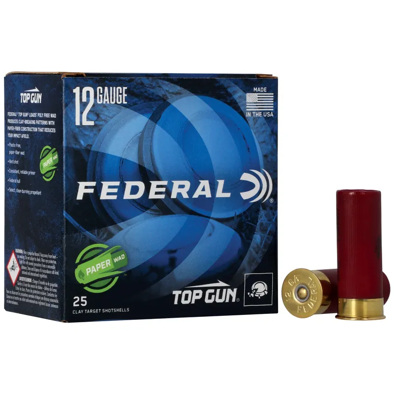 Federal Top Gun Paper Wad 12 Gauge 2-3/4in 8 Shot 1-1/8oz 25rd 1200fps TG12W 8