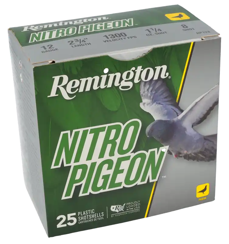 Remington Ammunition Nitro Pigeon 12 Gauge 2-3/4in 8 Lead Shot 1-1/4oz 1300fps R28682