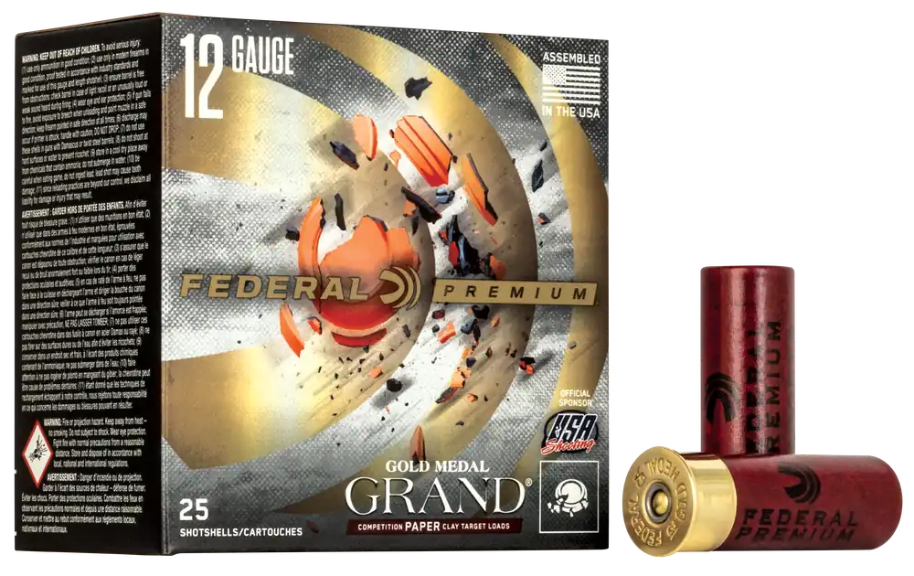 Federal Gold Medal Grand Paper 12 Gauge 2.75in 1 1/8oz 8 Lead Clay Target Shotshells GMT1718