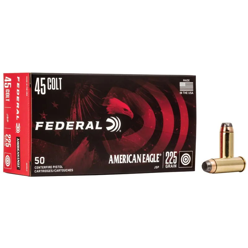 Federal American Eagle .45 Colt 225 Grain Jacketed Soft Point Handgun Ammo, 50 Rounds AE45LC