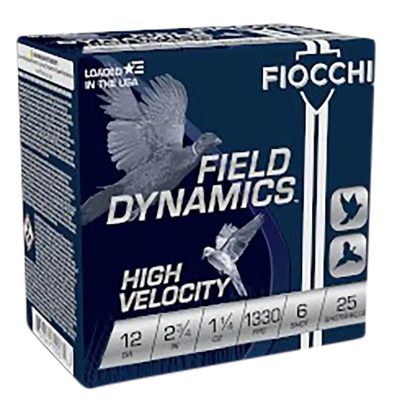Fiocchi Field Dynamics High Velocity 12 Gauge 2.75in 1-1/4oz 6 Lead Shot 25rd Shotshells 12HV6