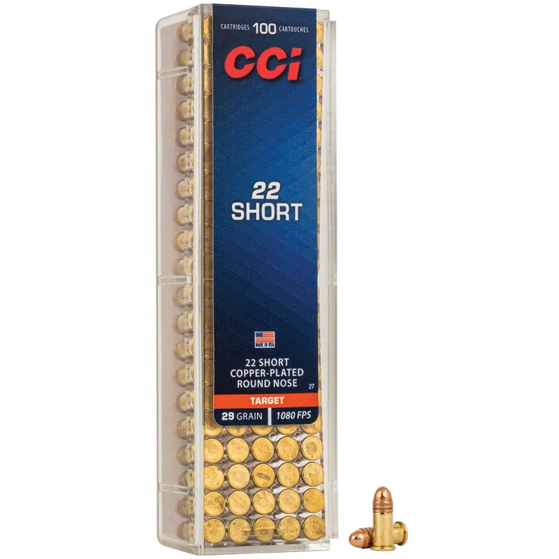 CCI Ammunition .22 Short Rimfire Ammunition 29 Grain Copper-Plated Round Nose 1080 Feet Per Second 27