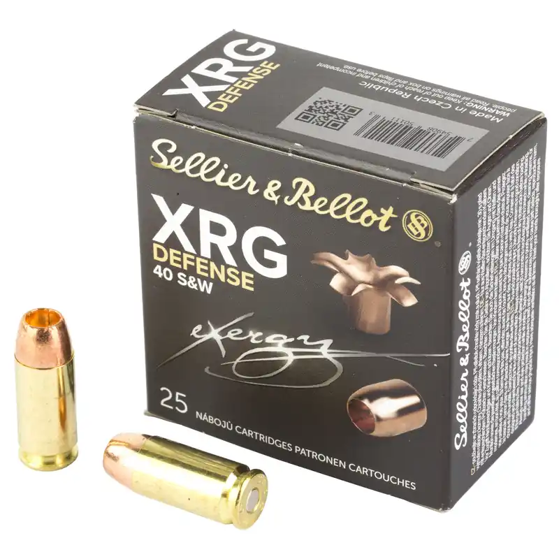 Sellier & Bellot XRG Defense .40 S&W 130gr Solid Copper Hollow Point Ammo, 25rd Box SB40XA