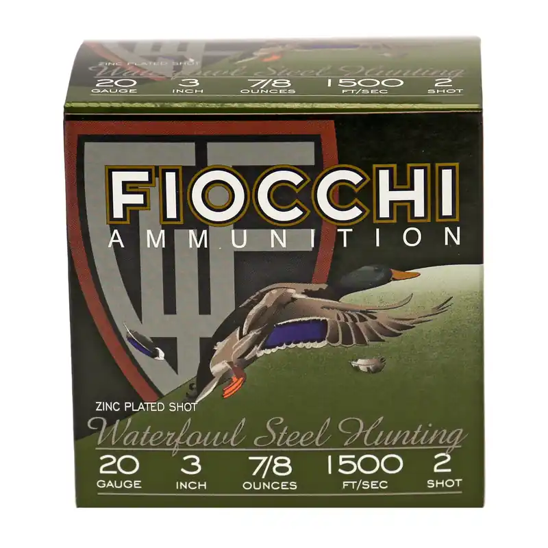 Fiocchi Ammunition Flyway Steel 20 Gauge 3in 7/8oz 2 Zinc-Plated Waterfowl Loads 203ST2