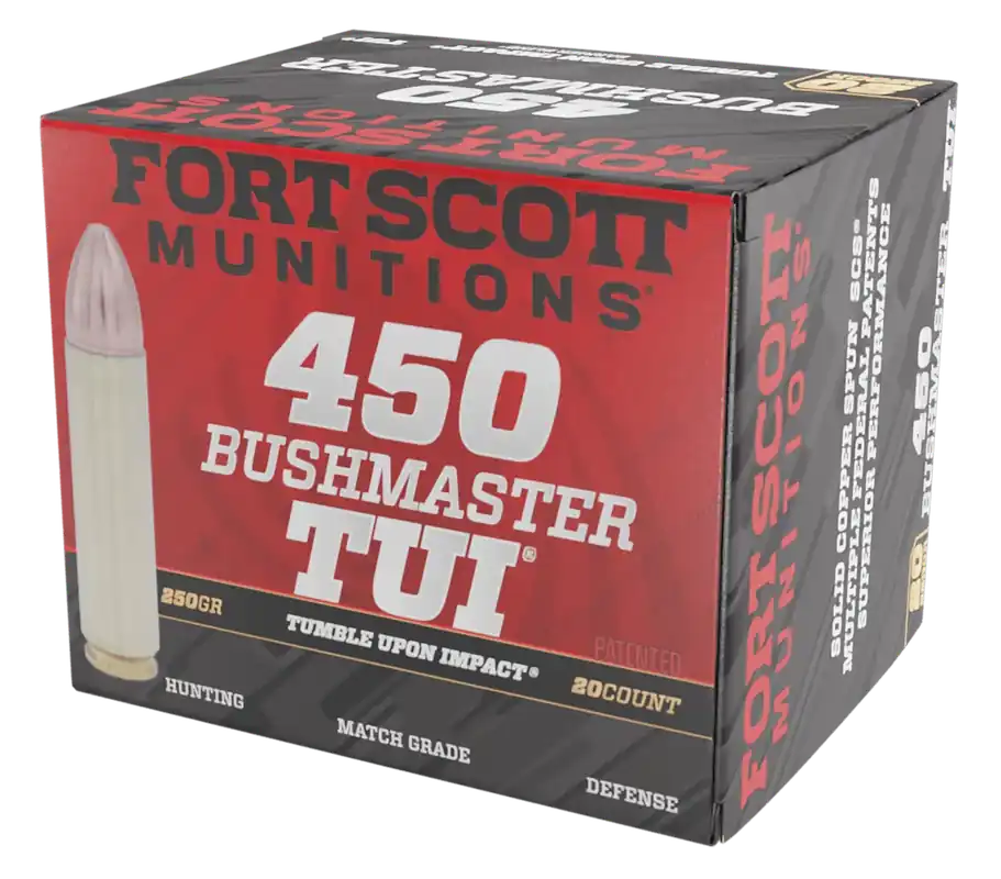 Fort Scott Munitions .450 Bushmaster 250gr Solid Copper Spun Tumble Upon Impact Ammo 450BM250SCV