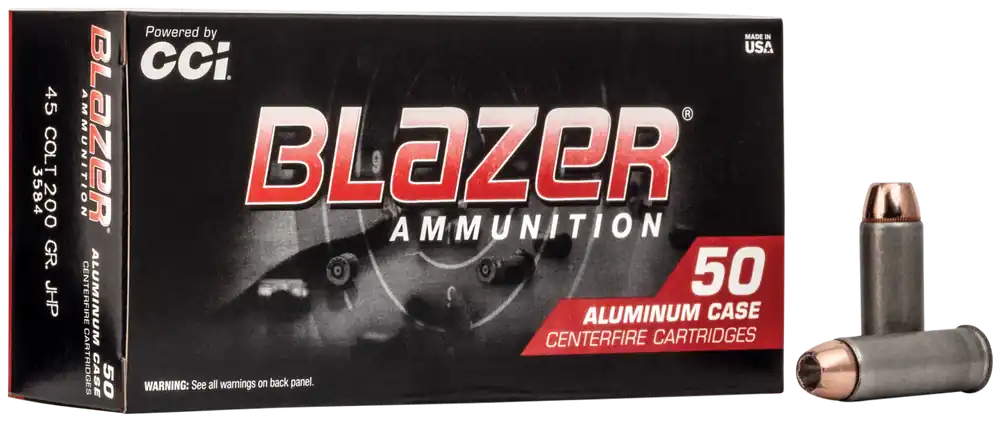 CCI Blazer Aluminum .45 Colt 200gr Jacketed Hollow Point Handgun Ammo, 50/Box 3584
