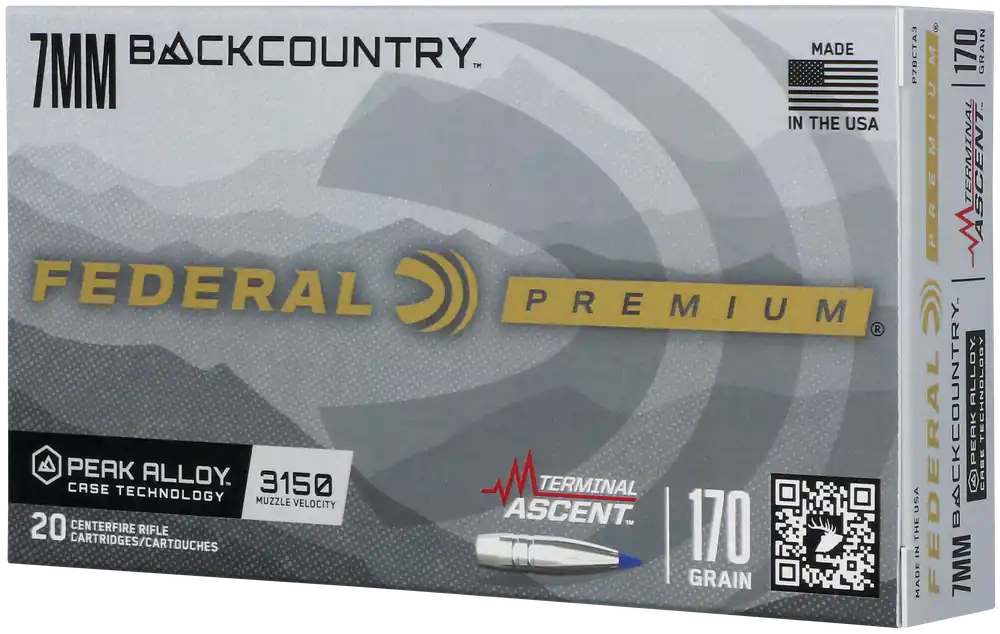 Federal Premium Terminal Ascent 7mm Backcountry 170 Grain Polymer Tip Rifle Ammo 20-Round P7BCTA3