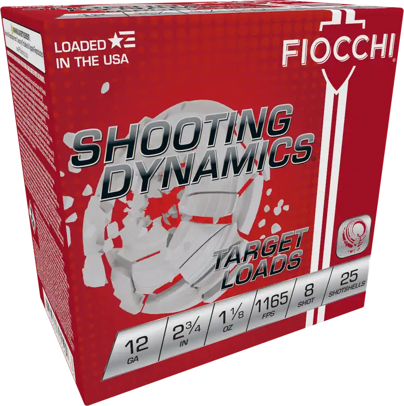 Fiocchi Shooting Dynamics 12 Gauge 2.75in Target Shotshells, 1-1/8oz 8 Lead, 12SD18L8