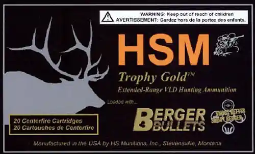 HSM Trophy Gold Extended Range .300 WSM 210gr Berger Hunting VLD Match Ammo 20-Round 300WSM210VLD