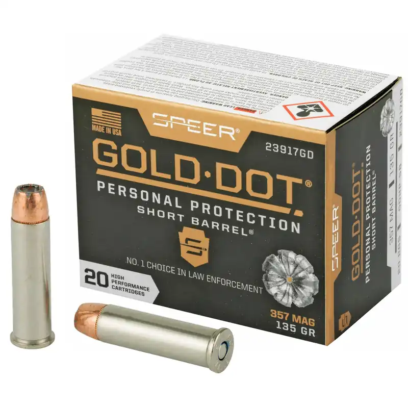 Speer Ammunition Gold Dot Short Barrel .357 Magnum 135gr Hollow Point Personal Protection 23917GD
