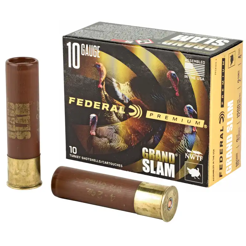 Federal Premium Grand Slam 10 Gauge 3.5 Inch Turkey Shotshells, 2 oz 4 Copper-Plated Lead PFCX101F4