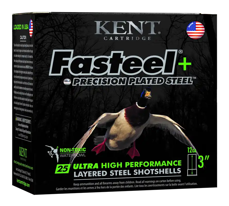 Kent Cartridge Fasteel+ Precision Steel Waterfowl Shotshells 12 Gauge 3 in 1-1/4 oz BB 25rd K123FSP36BBX2
