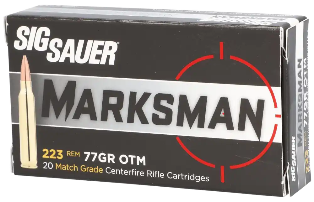 Sig Sauer Marksman .223 Rem 77gr Open Tip Match Rifle Ammo 20/Box (25/Case) E223M120