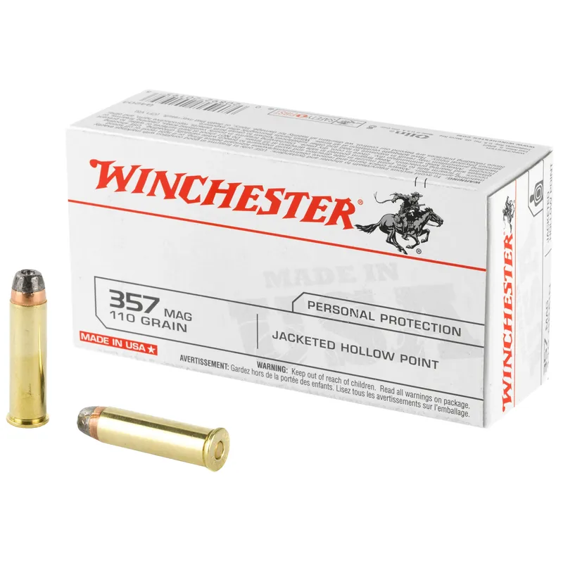 Winchester Ammunition USA White Box .357 Magnum 110gr Jacketed Hollow Point Ammo, 50rd Q4204