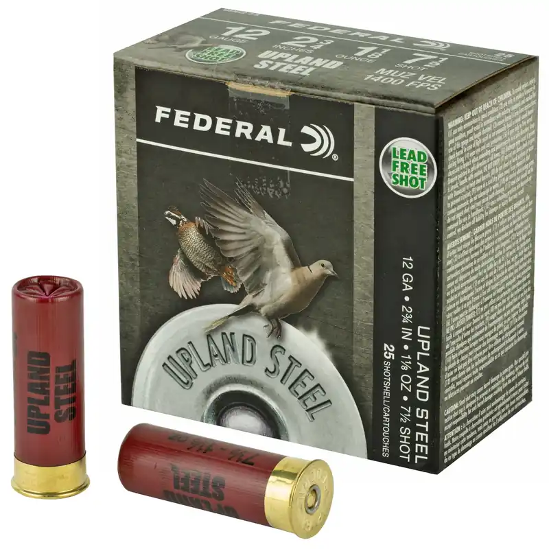 Federal Upland Steel 12 Gauge 2-3/4in Lead-Free 7.5 Steel Shot Shotshells, 25ct USH1275