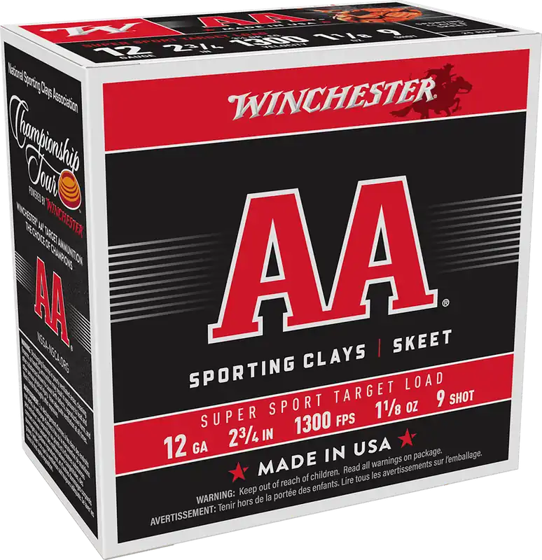 Winchester Ammo AA Super Sport Sporting Clays 12 Gauge 2.75in 9 Shot 1 1/8oz AASC129
