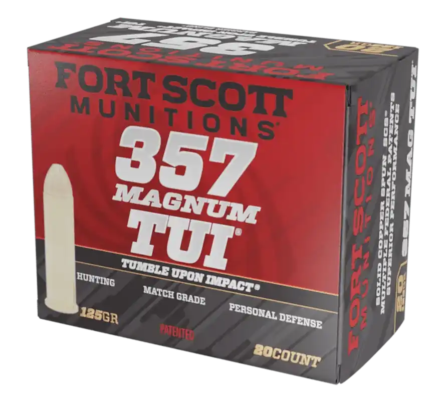 FORT SCOTT MUNITIONS .357 Magnum Tumble Upon Impact (TUI) 125gr Solid Copper Spun Ammo 357MAG125SCV