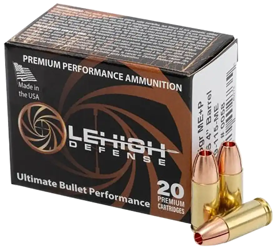 Wilson Combat 9mm Luger +P 115gr Maximum Expansion Defense Ammo, 20 Rounds/Box LA9115ME
