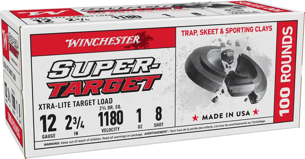 Winchester Ammo Super-Target Xtra-Lite 12 Gauge 2.75in 1oz 8 Shot 100 Rounds TRGTL128VP