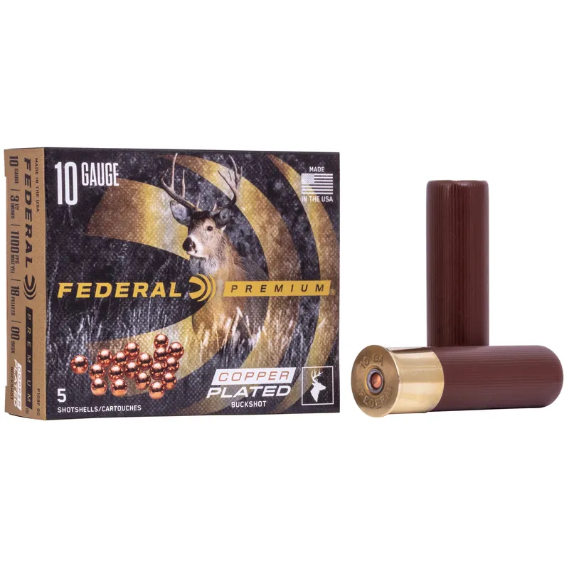Federal Premium Vital-Shok 10 Gauge 3-1/2in 00 Buckshot 18 Pellets 1100 FPS P108F00