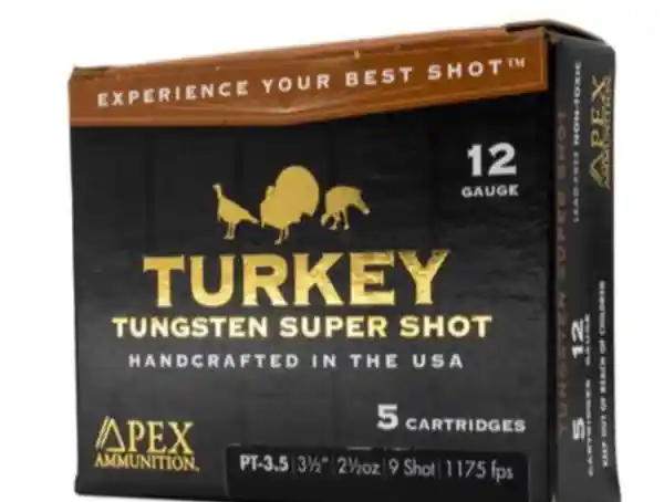 APEX AMMUNITION LLC 12 Gauge 3.5in Turkey Tungsten Super Shot 9 2.5oz 5ct PT3.5-9