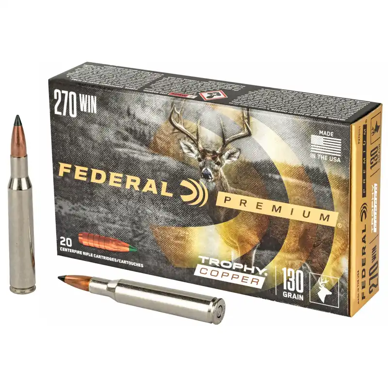 Federal Premium Trophy Copper .270 Winchester 130 Grain Rifle Ammo 20-Round Box P270TC1