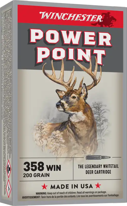 Winchester Ammo Super-X Power-Point .358 Winchester 200gr Jacketed Soft Point Ammo, 20rd Box X3582