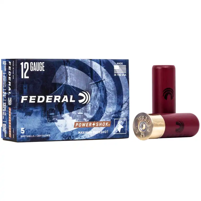 Federal Power-Shok 12 Gauge 2-3/4in 000 Buckshot 8-Pellet 1325 FPS Shotshells F127000