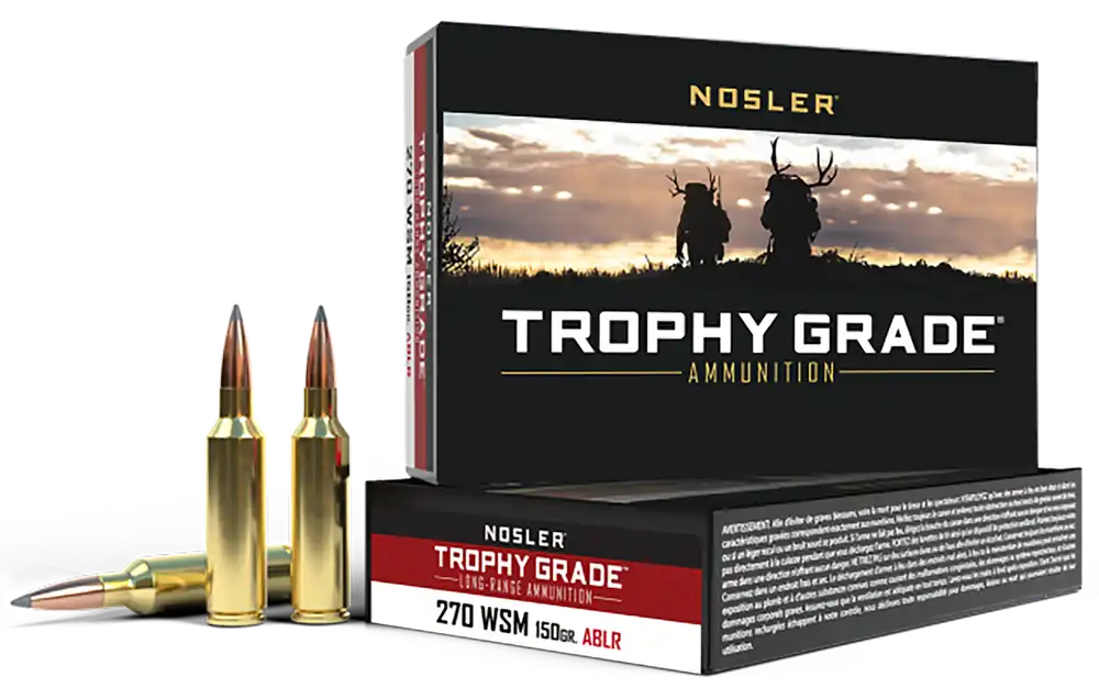 Nosler Trophy Grade Long Range .270 WSM 150gr AccuBond LR Spitzer Ammo, 20-Round Box 60114