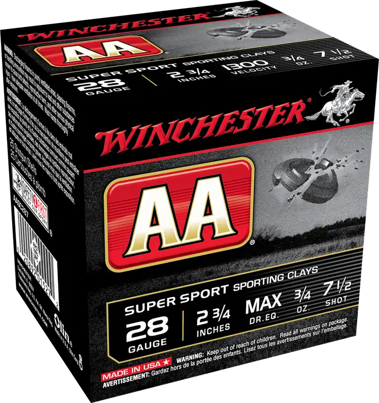 Winchester Ammo AA Sporting Clays 28 Gauge 2.75in 3/4oz 7.5 Shot Shotshells AASC287VP