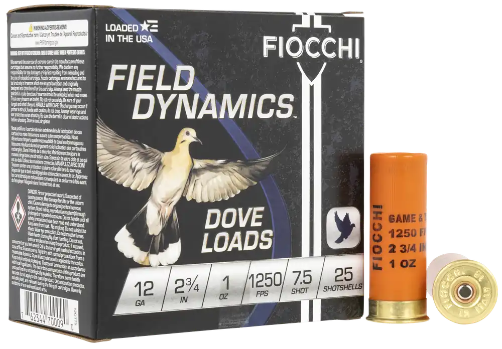 Fiocchi Field Dynamics Dove & Quail 12 Gauge 2-3/4in 1oz 7.5 Shot Shells 12GT75