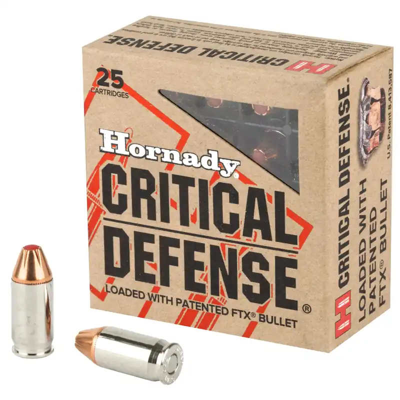 Hornady Critical Defense .380 ACP 90gr FTX Flex Tip Expanding Ammo, 25/Box 90080