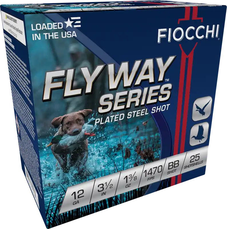 Fiocchi Flyway Series 12 Gauge 3.5in BB 1-3/8oz Plated Steel Shot Shotshells 1235STBB