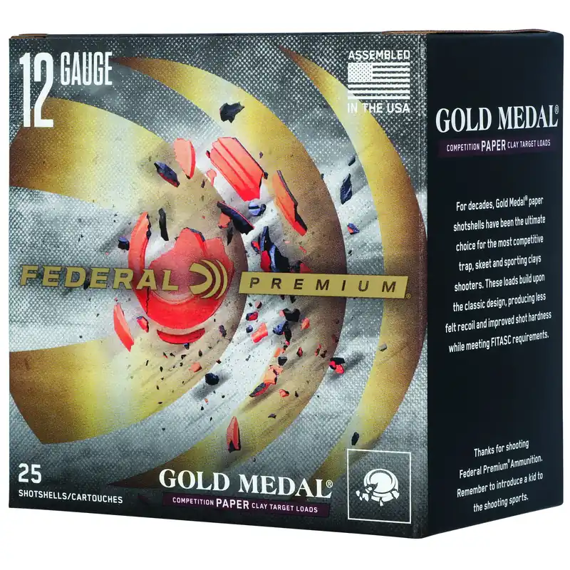 Federal Premium Gold Medal Paper 12 Gauge 2.75in 1oz 7.5 Lead Shotshells 25ct GMT12175