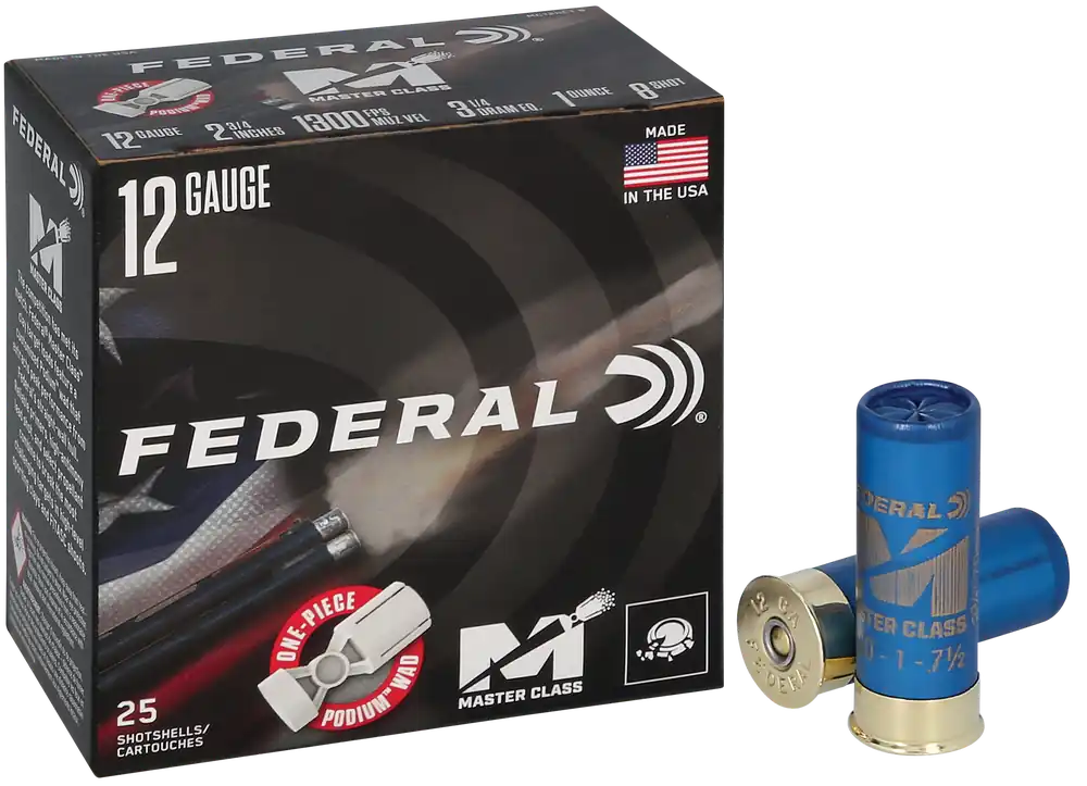 Federal Master Class 12 Gauge 2-3/4in 1oz 8 Shot Sporting Clays Shotshells 25rd MC12HC18